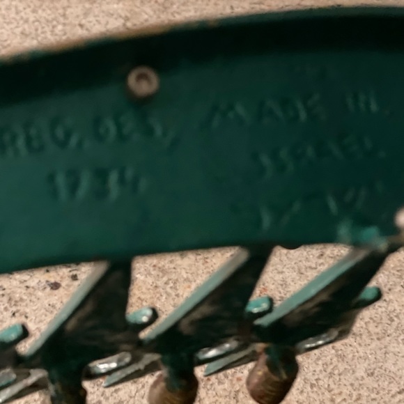 Vintage enamel brass Hanukkah menorah made in Israel REG. DES. 1734